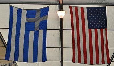 Greek and American flags